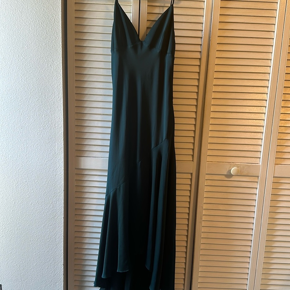 Emerald green silky dress